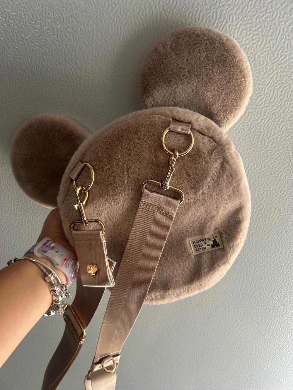 Disney Plush Mouse-Ear Crossbody Bag in Beige - Picture 2 of 3